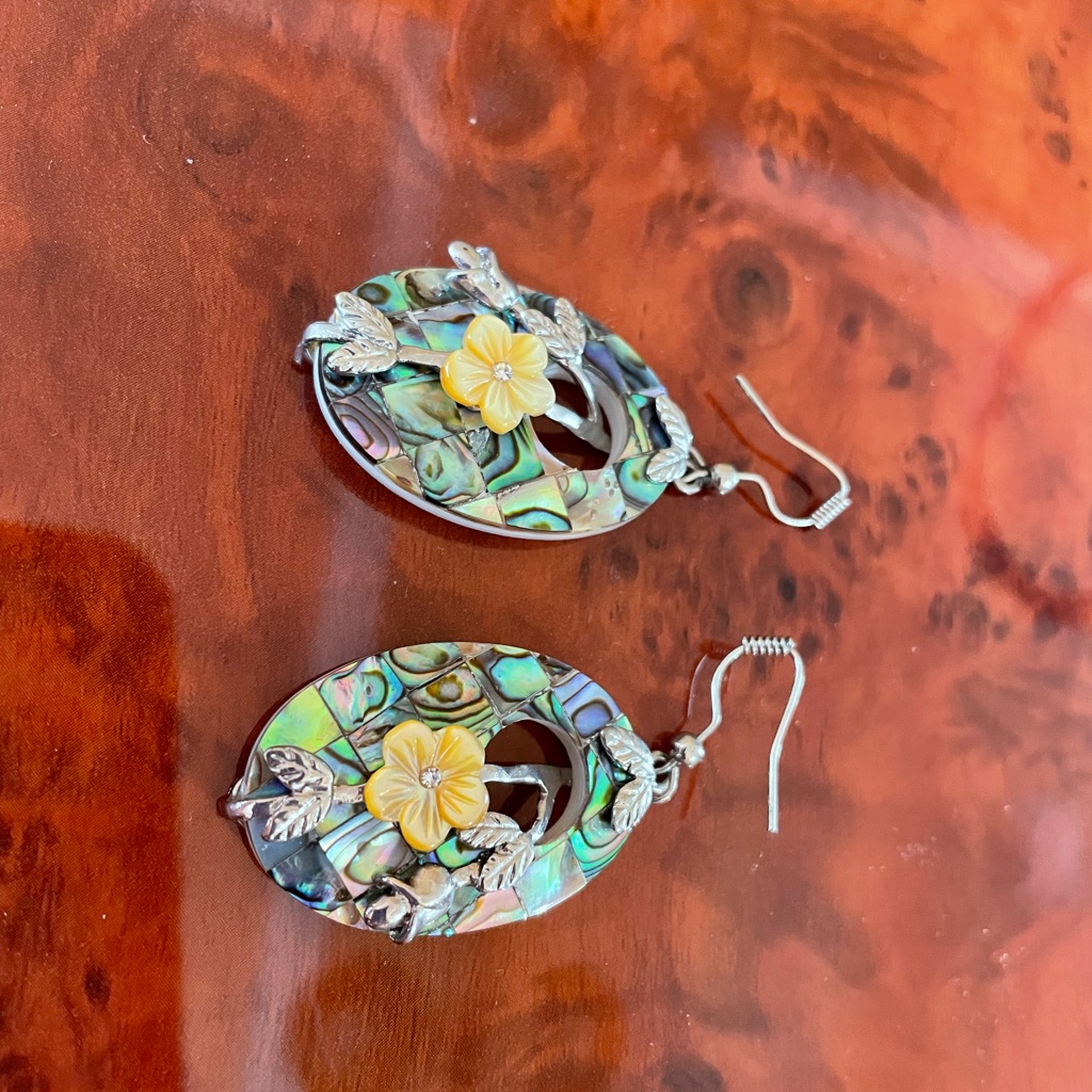 Bogo Artisan Crafted Mother Of Pearl And Abalone Shell French Wire Earrings 12$
